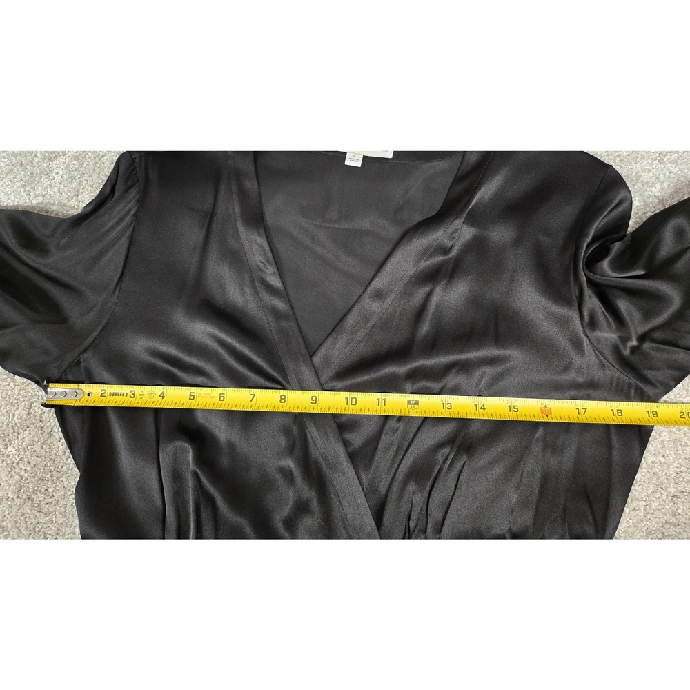 Uniqlo Ines De La Fressange 100% Silk Wrap Midi Dress Long Sleeve Black Size L - Picture 5 of 10